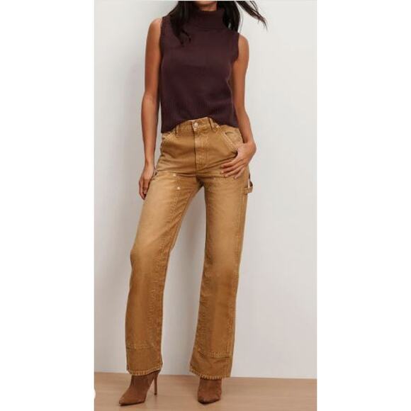 Veronica Beard Women's Dylan HIgh Rise Straight Leg Jeans 28 NWT 398 Pebble Sand - Picture 5 of 5
